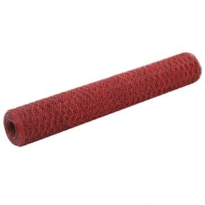 Grillage à poule 25 m x 1 m – Acier avec revêtement PVC rouge