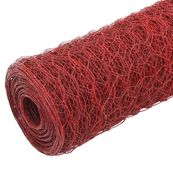 Grillage à poule 25 m x 1 m – Acier avec revêtement PVC rouge – Image 2