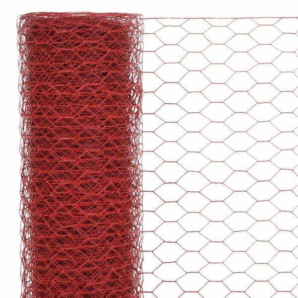 Grillage à poule 25 m x 1 m – Acier avec revêtement PVC rouge – Image 3