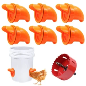 Kit distributeur automatique pour poules – Ports d’alimentation à fixer sur seau ou bac