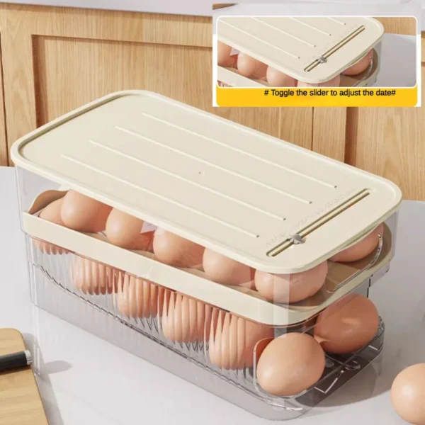 🥚 Boîte de rangement à œufs pour réfrigérateur – Distributeur automatique avec date réglable – Image 6
