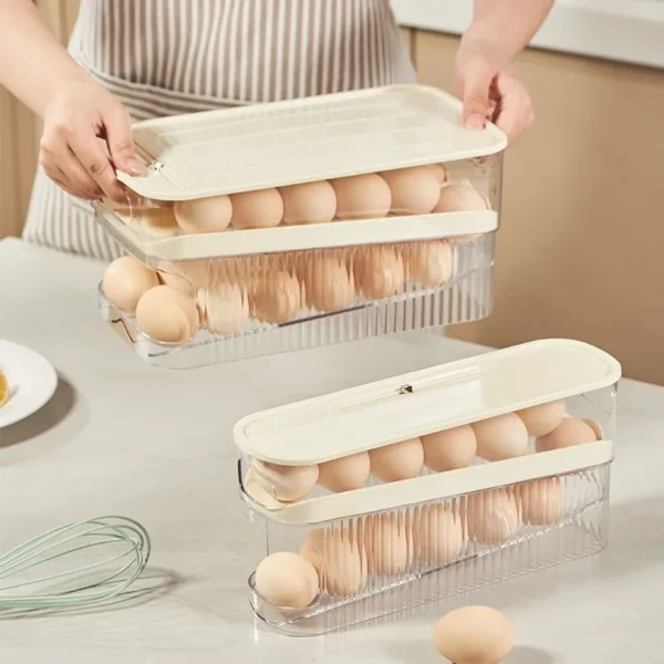 🥚 Boîte de rangement à œufs pour réfrigérateur – Distributeur automatique avec date réglable